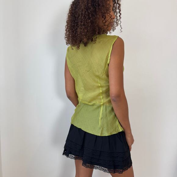 Vintage Italian Sheer Silk Ruffle Tank (M) - Picture 4 of 9
